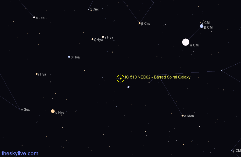 Finder chart IC 510 NED02 - Barred Spiral Galaxy in Hydra star