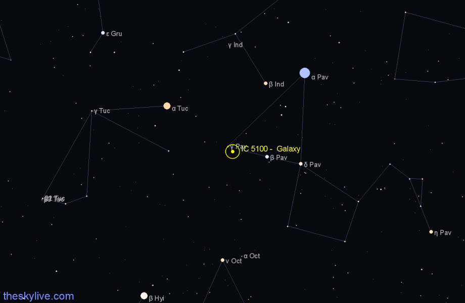 Finder chart IC 5100 -  Galaxy in Pavo star