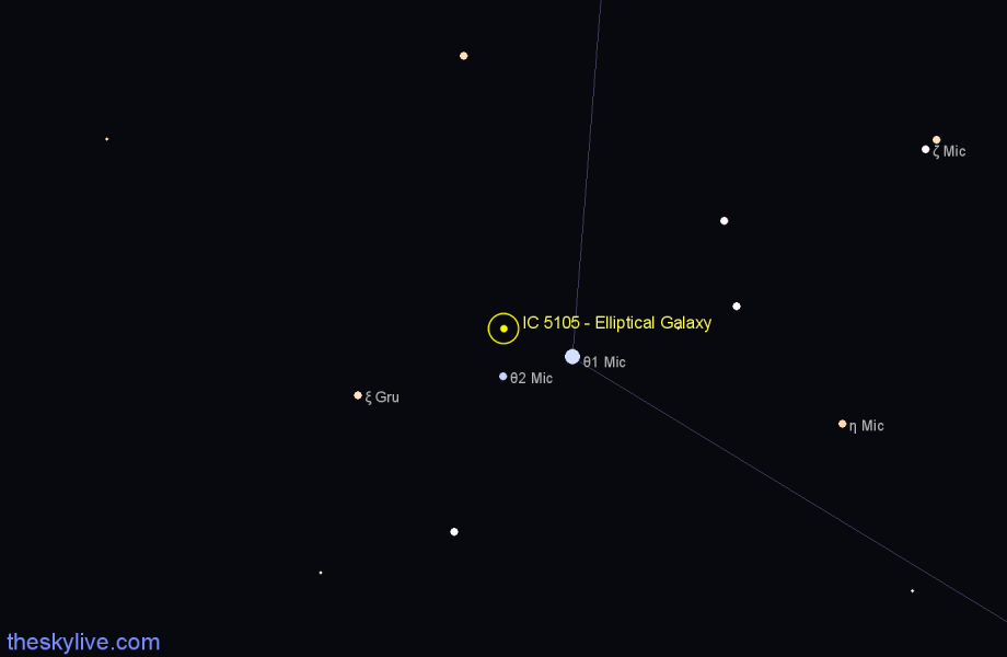 Finder chart IC 5105 - Elliptical Galaxy in Microscopium star