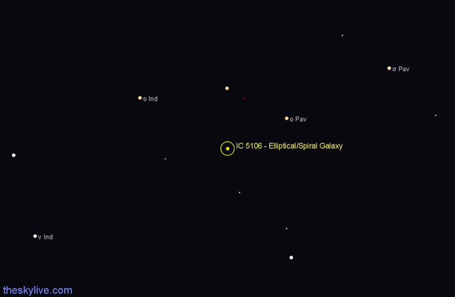 Finder chart IC 5106 - Elliptical/Spiral Galaxy in Pavo star