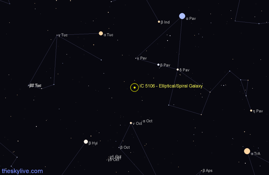 Finder chart IC 5106 - Elliptical/Spiral Galaxy in Pavo star