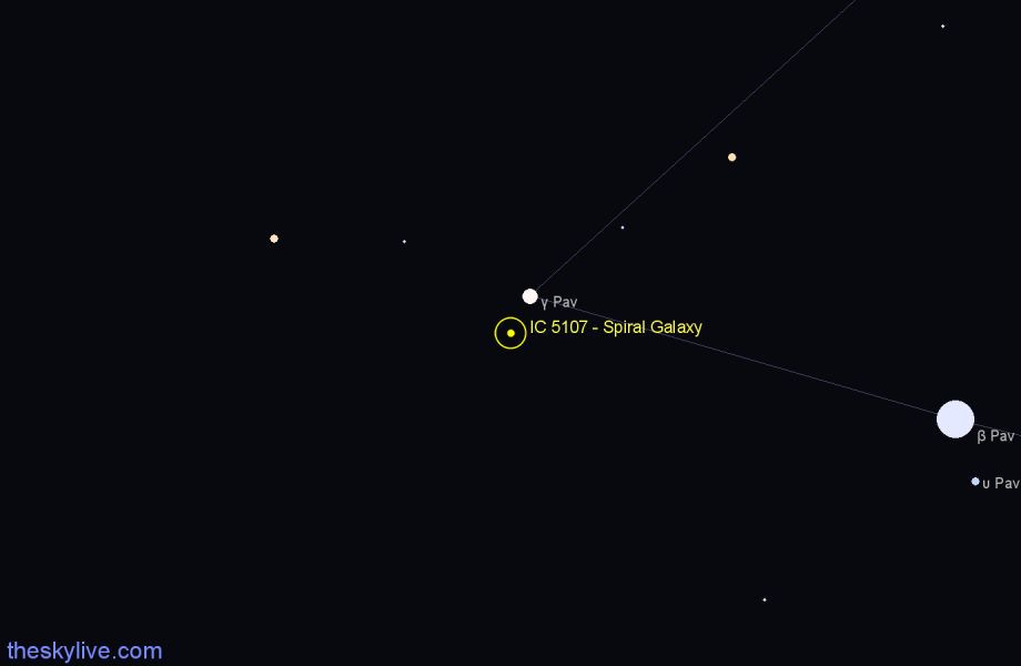 Finder chart IC 5107 - Spiral Galaxy in Pavo star