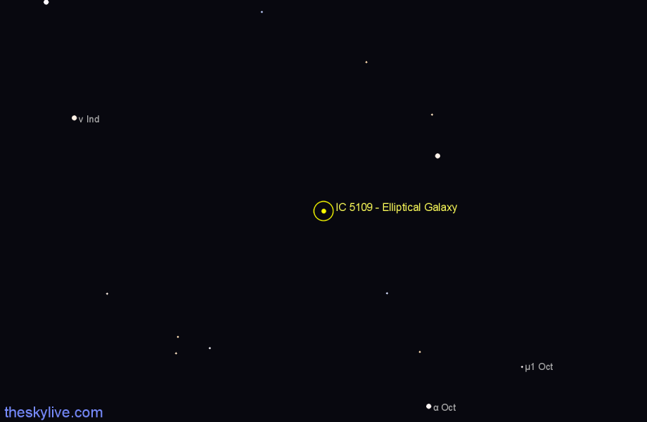 Finder chart IC 5109 - Elliptical Galaxy in Indus star