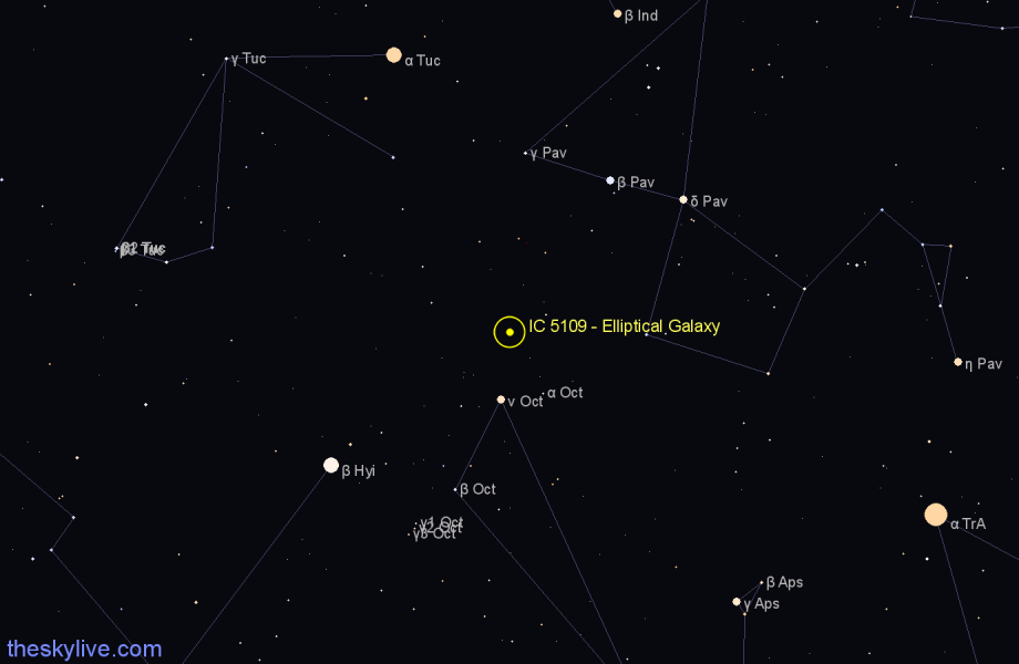 Finder chart IC 5109 - Elliptical Galaxy in Indus star