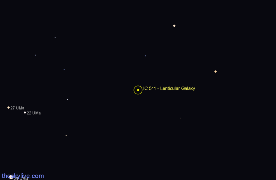 Finder chart IC 511 - Lenticular Galaxy in Camelopardalis star