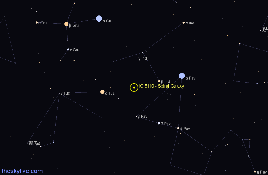 Finder chart IC 5110 - Spiral Galaxy in Indus star