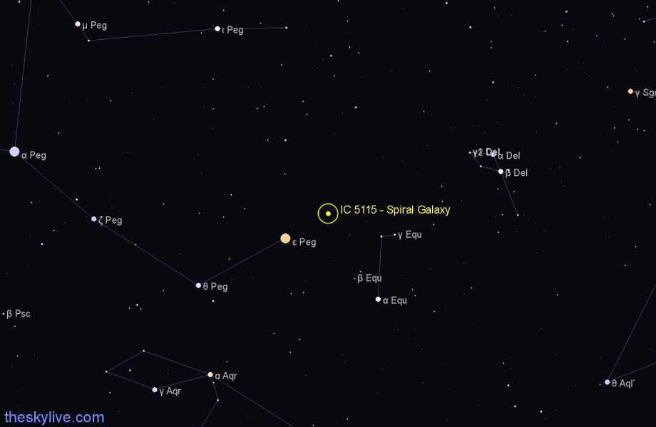 Finder chart IC 5115 - Spiral Galaxy in Pegasus star