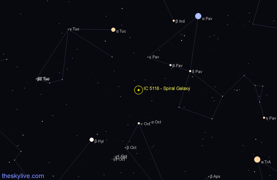 Finder chart IC 5118 - Spiral Galaxy in Indus star