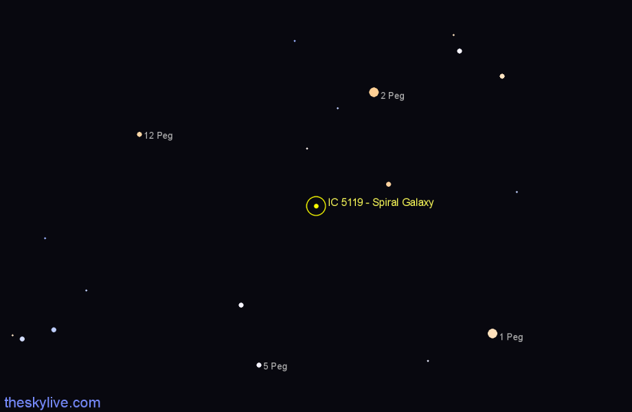 Finder chart IC 5119 - Spiral Galaxy in Pegasus star