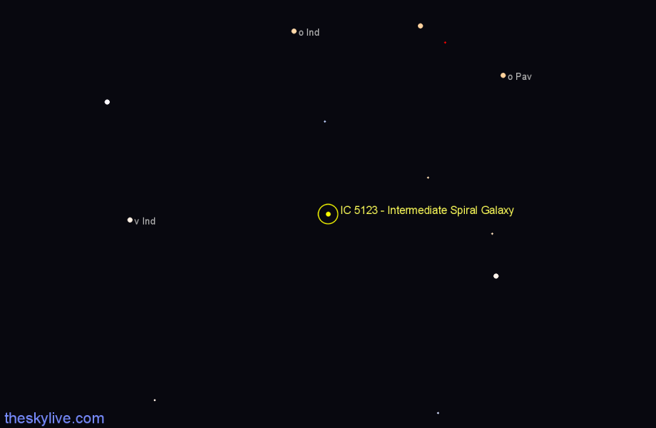 Finder chart IC 5123 - Intermediate Spiral Galaxy in Indus star