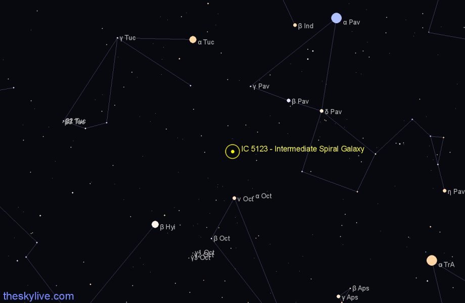 Finder chart IC 5123 - Intermediate Spiral Galaxy in Indus star