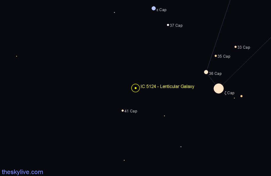 Finder chart IC 5124 - Lenticular Galaxy in Capricornus star