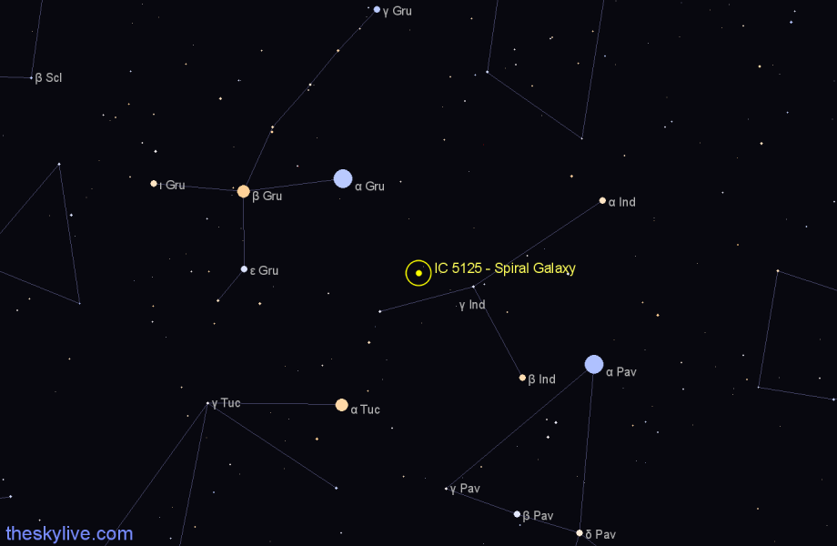 Finder chart IC 5125 - Spiral Galaxy in Indus star