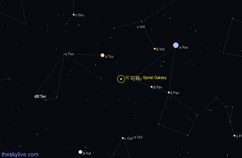 Finder chart IC 5129 - Spiral Galaxy in Indus star