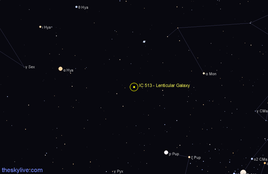 Finder chart IC 513 - Lenticular Galaxy in Hydra star