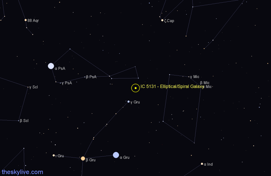 Finder chart IC 5131 - Elliptical/Spiral Galaxy in Piscis Austrinus star