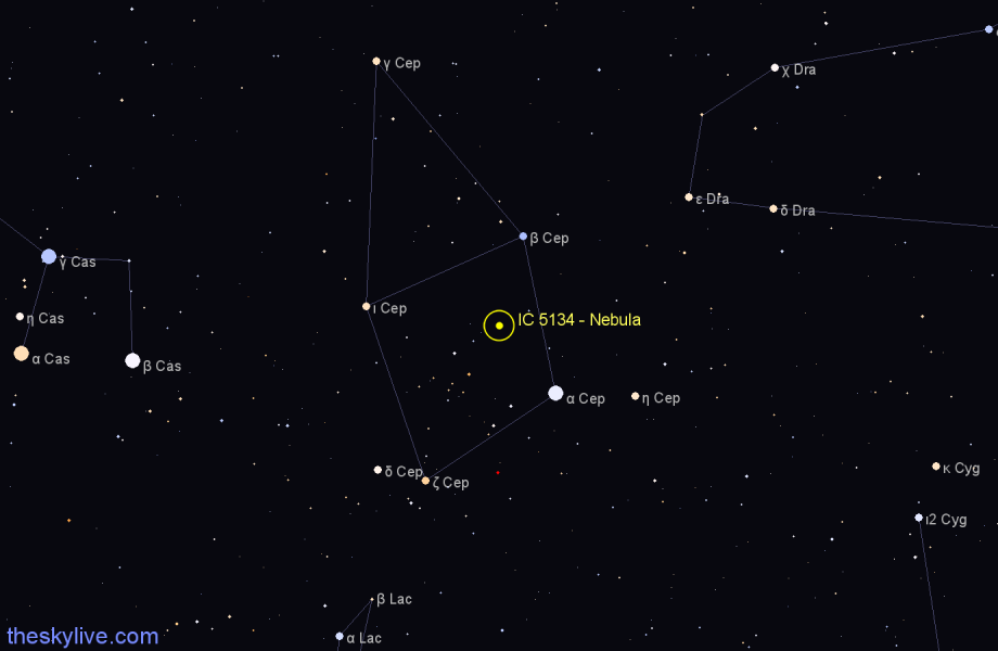 Finder chart IC 5134 - Nebula in Cepheus star