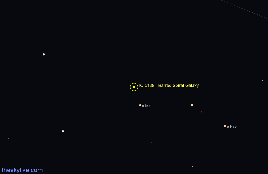 Finder chart IC 5138 - Barred Spiral Galaxy in Indus star