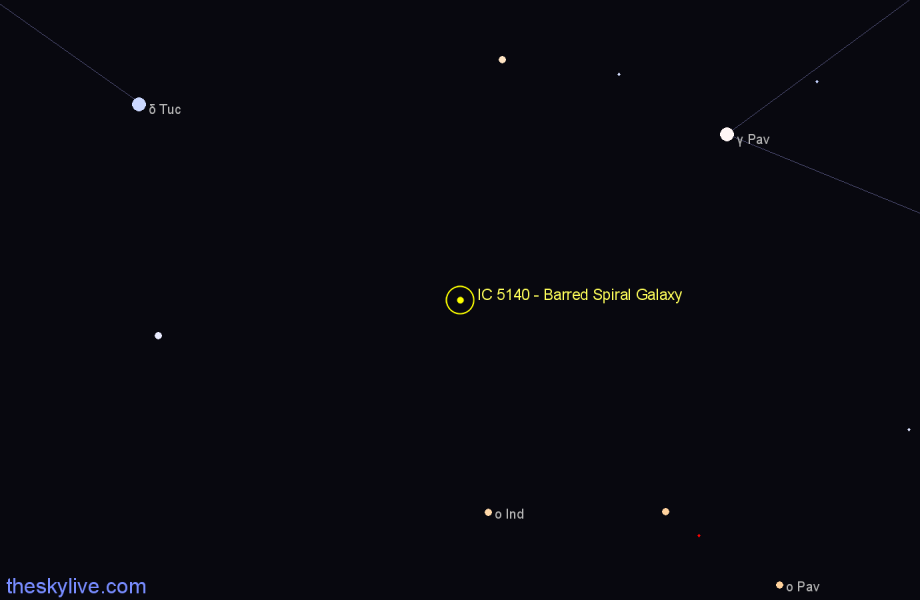 Finder chart IC 5140 - Barred Spiral Galaxy in Indus star