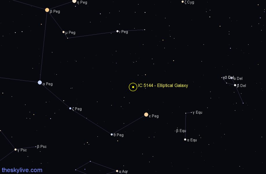 Finder chart IC 5144 - Elliptical Galaxy in Pegasus star