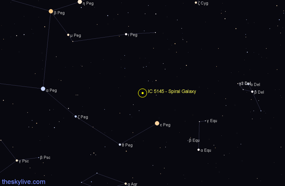 Finder chart IC 5145 - Spiral Galaxy in Pegasus star