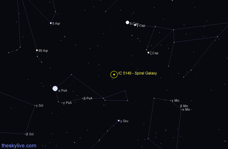 Finder chart IC 5149 - Spiral Galaxy in Piscis Austrinus star