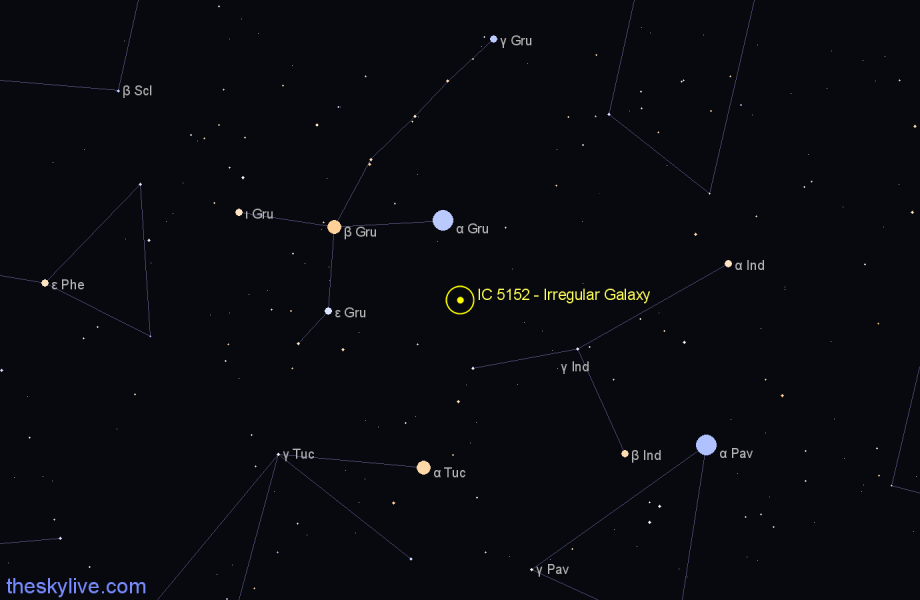 Finder chart IC 5152 - Irregular Galaxy in Indus star