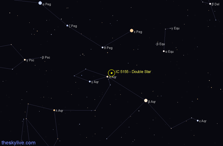 Finder chart IC 5155 - Double Star in Aquarius star