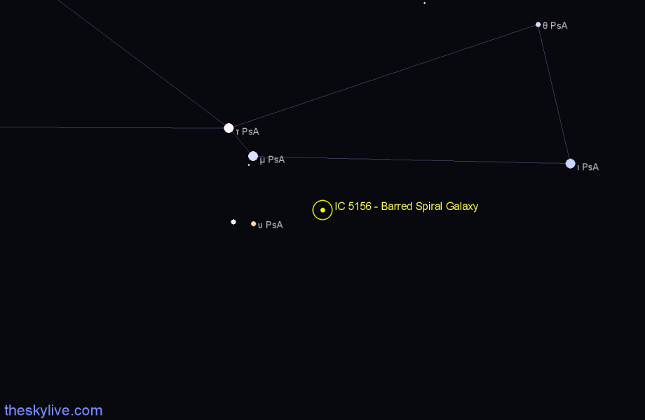 Finder chart IC 5156 - Barred Spiral Galaxy in Piscis Austrinus star