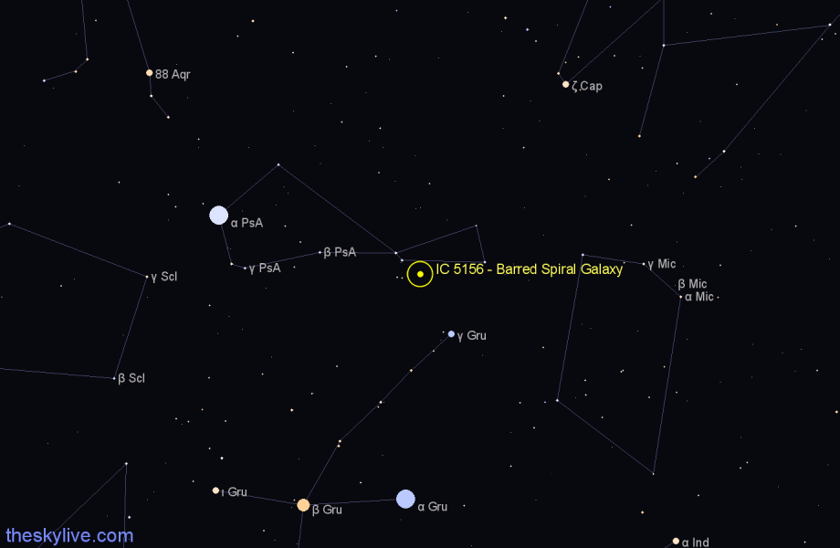 Finder chart IC 5156 - Barred Spiral Galaxy in Piscis Austrinus star