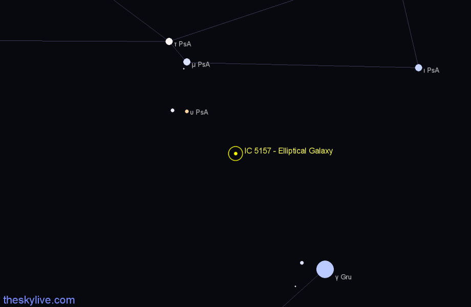 Finder chart IC 5157 - Elliptical Galaxy in Piscis Austrinus star