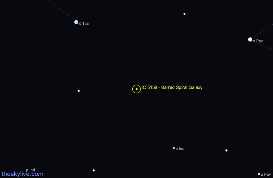 Finder chart IC 5158 - Barred Spiral Galaxy in Indus star