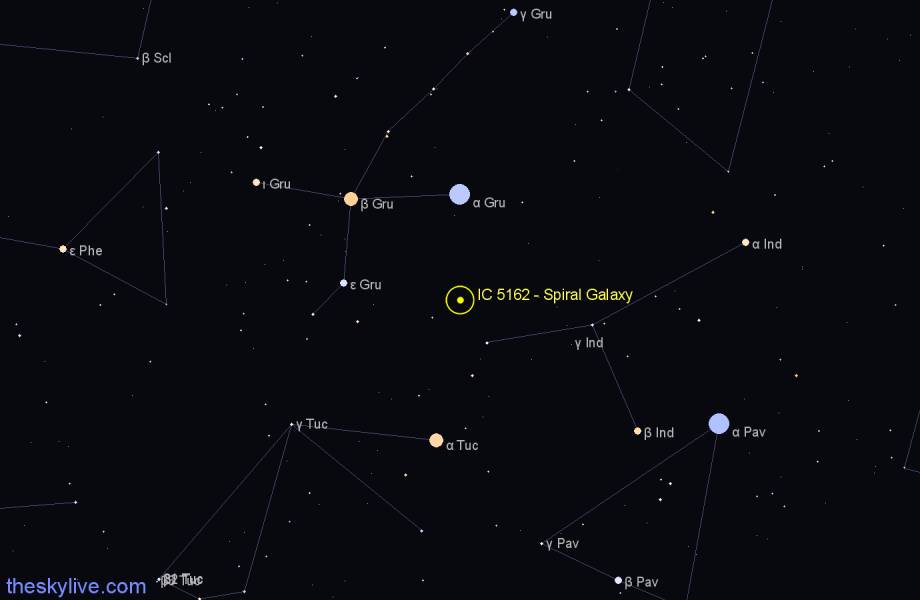 Finder chart IC 5162 - Spiral Galaxy in Grus star