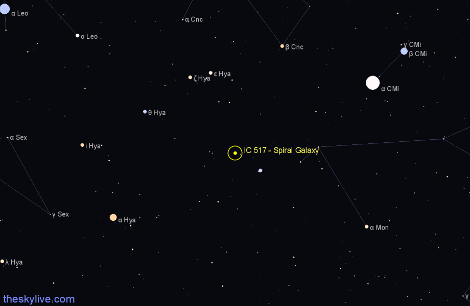 Finder chart IC 517 - Spiral Galaxy in Hydra star