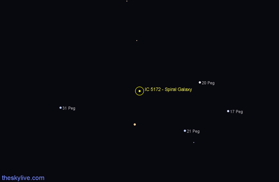 Finder chart IC 5172 - Spiral Galaxy in Pegasus star