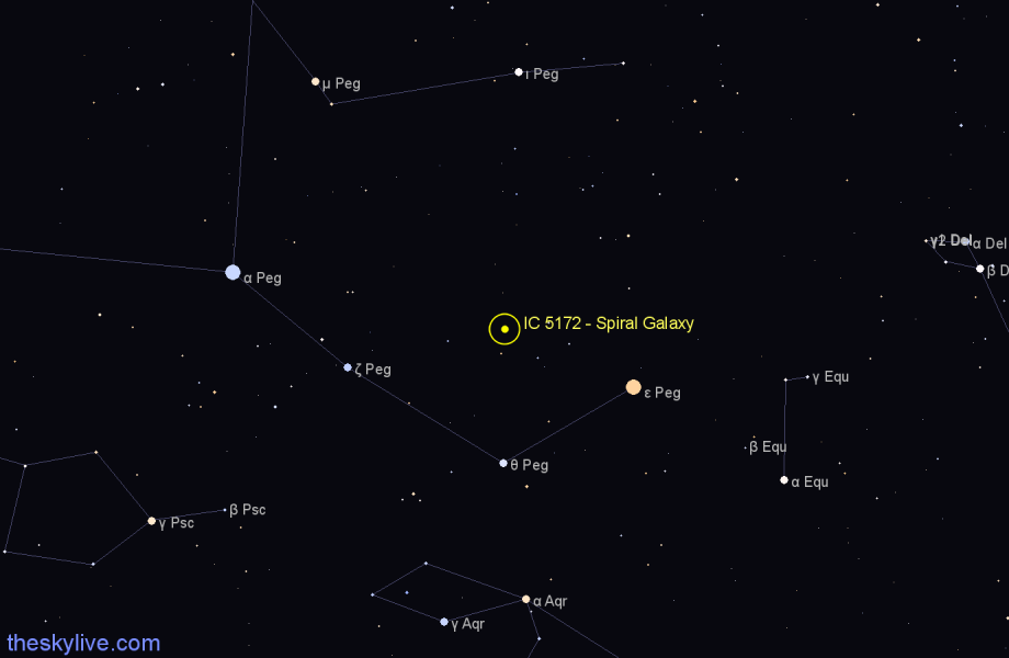 Finder chart IC 5172 - Spiral Galaxy in Pegasus star