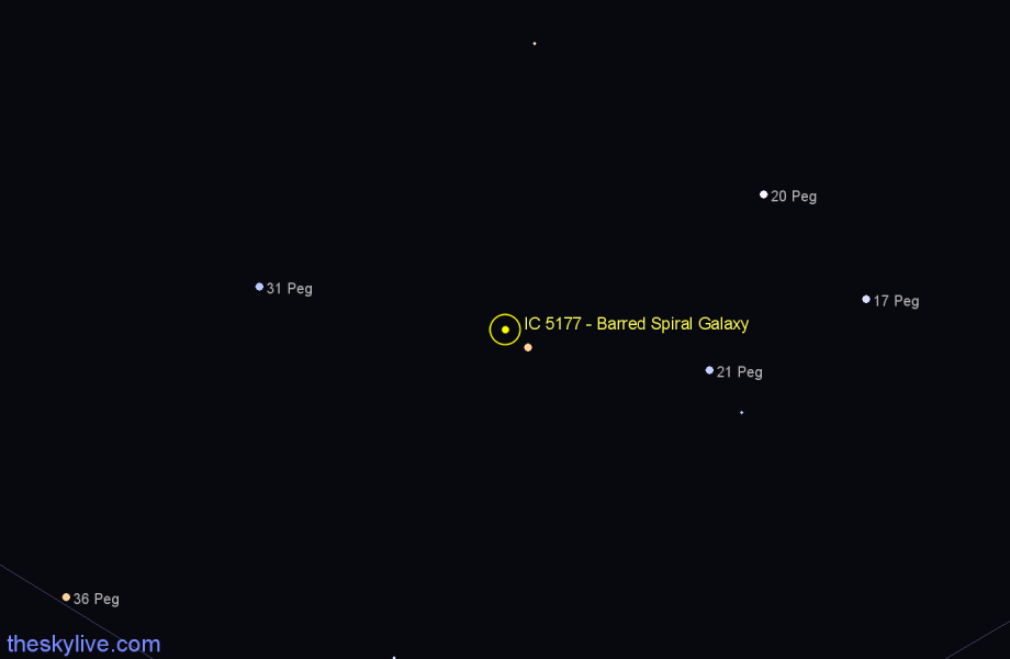 Finder chart IC 5177 - Barred Spiral Galaxy in Pegasus star