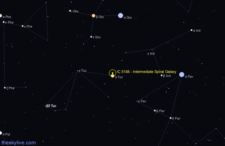 Finder chart IC 5188 - Intermediate Spiral Galaxy in Tucana star