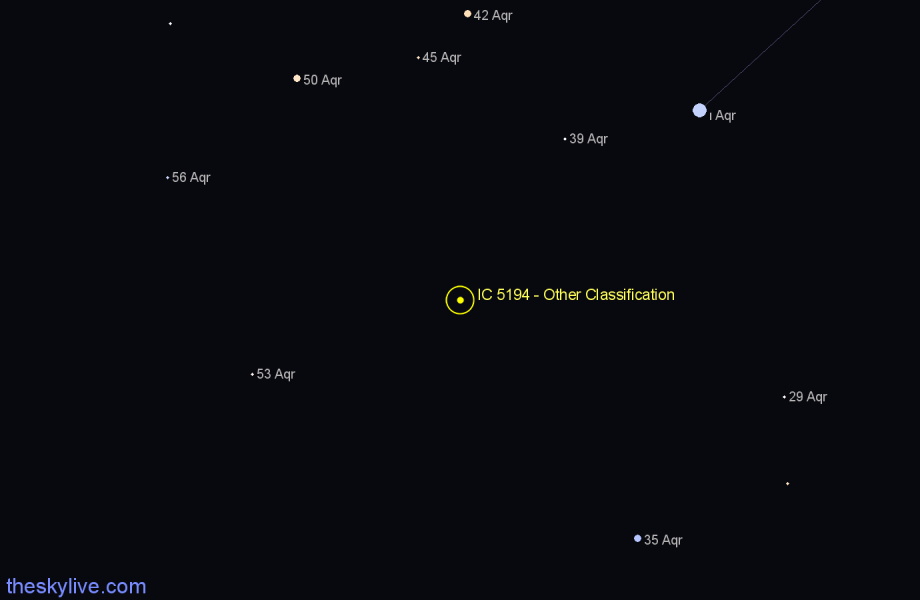 Finder chart IC 5194 - Other Classification in Aquarius star
