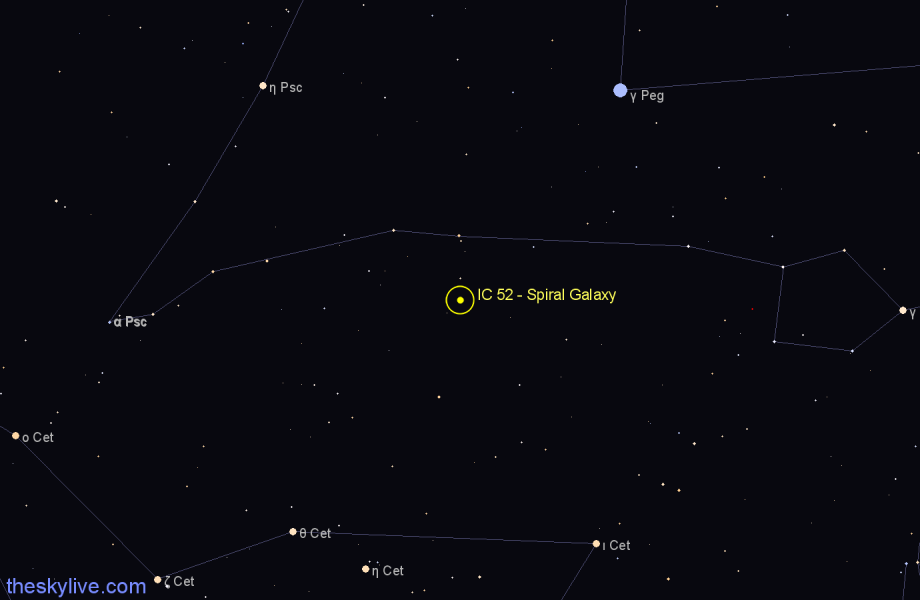 Finder chart IC 52 - Spiral Galaxy in Pisces star