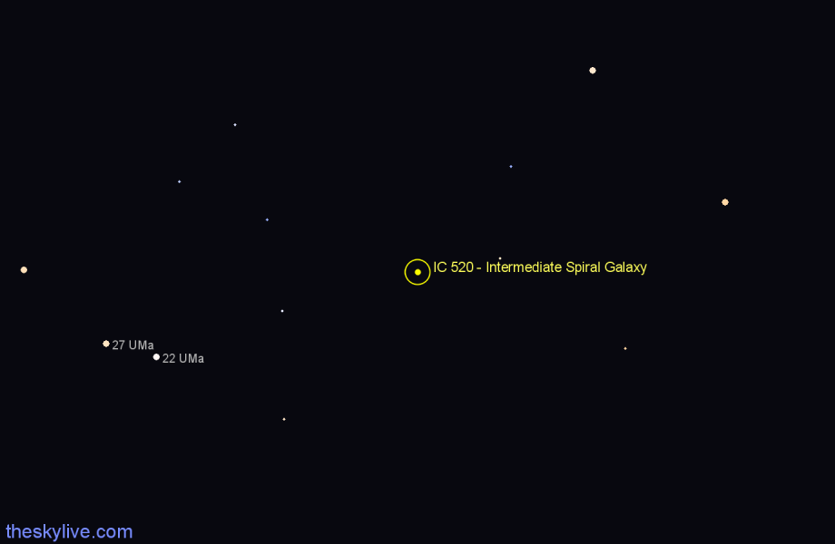 Finder chart IC 520 - Intermediate Spiral Galaxy in Camelopardalis star