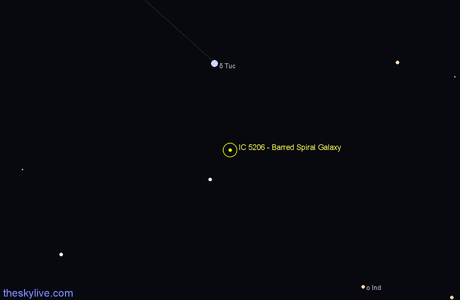 Finder chart IC 5206 - Barred Spiral Galaxy in Tucana star