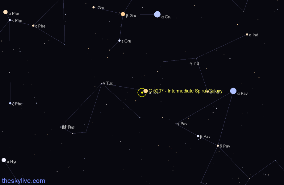 Finder chart IC 5207 - Intermediate Spiral Galaxy in Tucana star