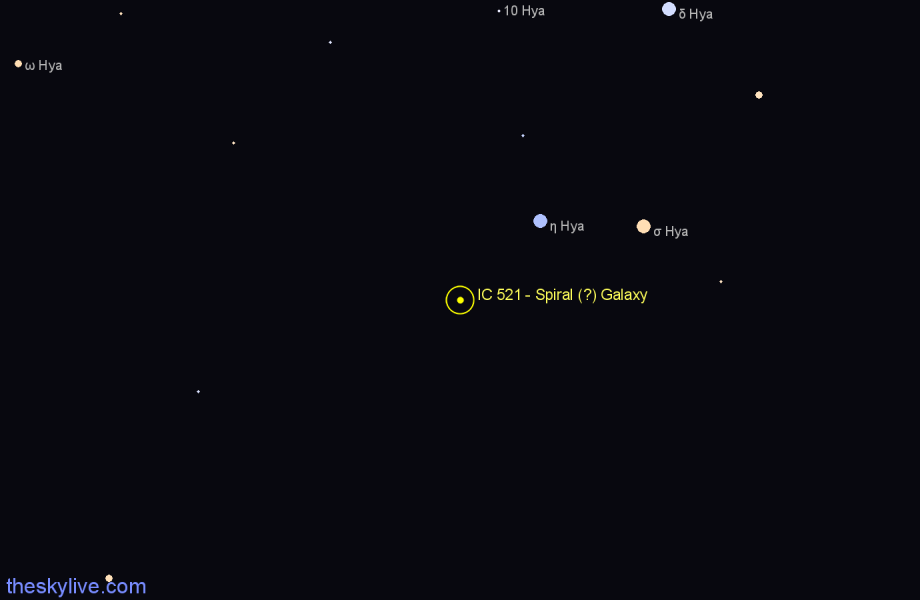 Finder chart IC 521 - Spiral (?) Galaxy in Hydra star