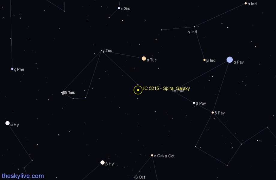 Finder chart IC 5215 - Spiral Galaxy in Tucana star