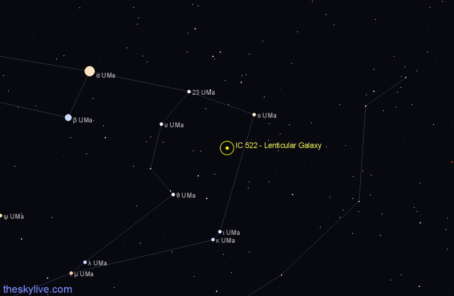 Finder chart IC 522 - Lenticular Galaxy in Ursa Major star