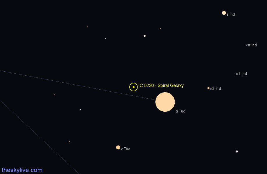 Finder chart IC 5220 - Spiral Galaxy in Tucana star