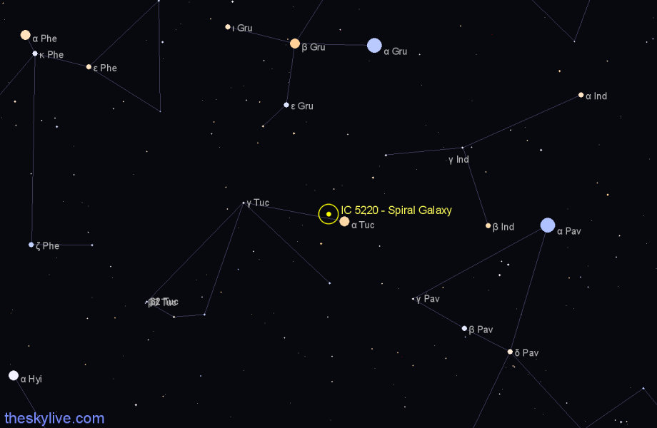 Finder chart IC 5220 - Spiral Galaxy in Tucana star