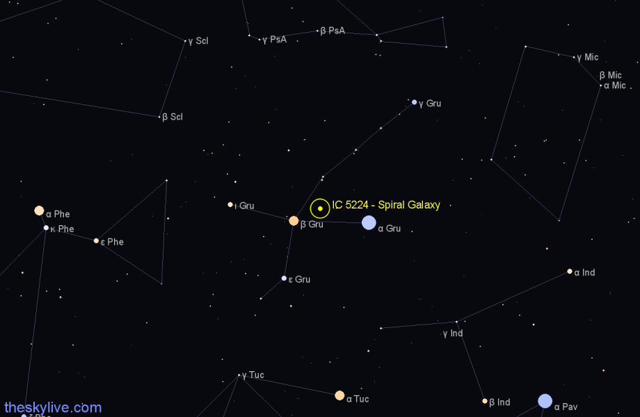 Finder chart IC 5224 - Spiral Galaxy in Grus star
