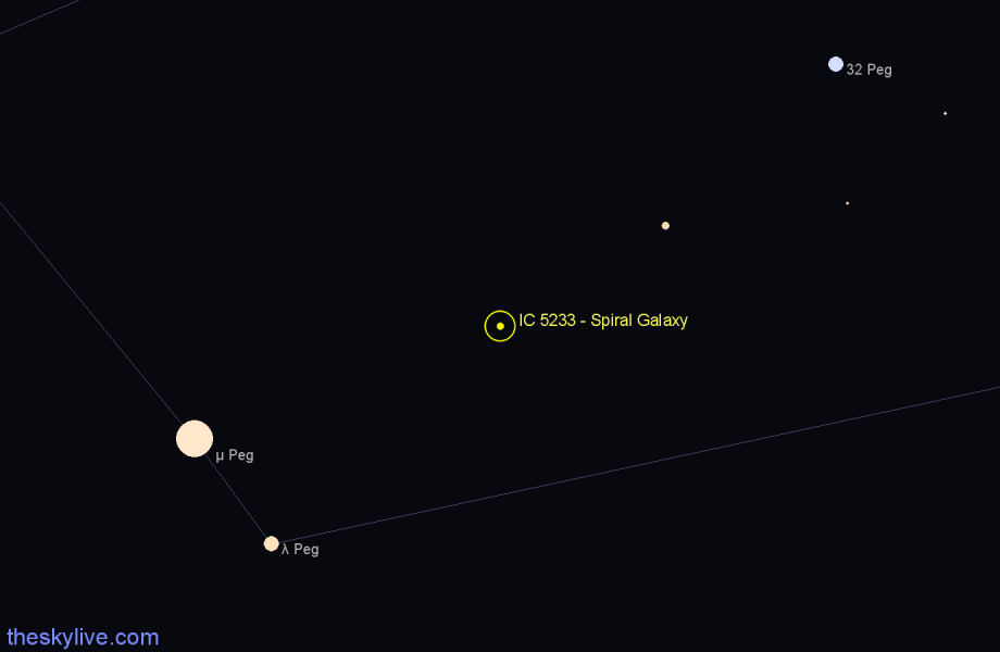 Finder chart IC 5233 - Spiral Galaxy in Pegasus star